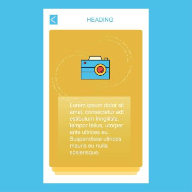 Kamera telefon dikey banner tasarım tasarımı. Vektör