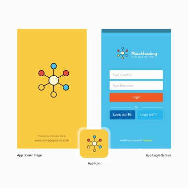 Şirket ağ ekranı ve oturum açma sayfası Tasarım Logo şablonu ile. Mobil Online iş şablonu