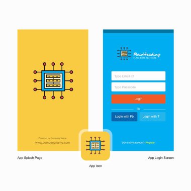 Şirket işlemci ekranı ve oturum açma sayfası Tasarım Logo şablonu ile. Mobil Online iş şablonu