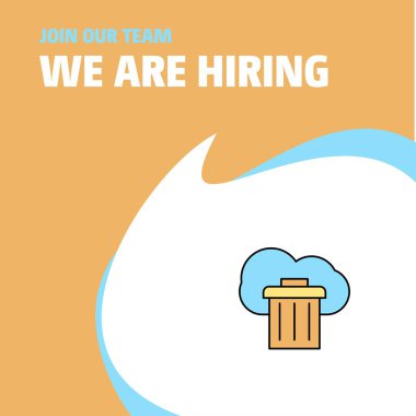 Bize katıl. Busienss şirket bulut çöp biz çoğu işe Poster belirtme çizgisi tasarım. Vektör arka plan