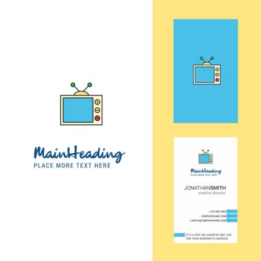 Televizyon yaratıcı Logo ve kartvizit. dikey tasarlamak vektör