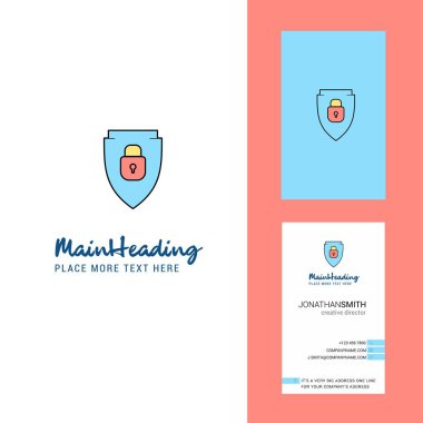Korumalı kalkan Logo yaratıcı ve kartvizit. dikey tasarlamak vektör