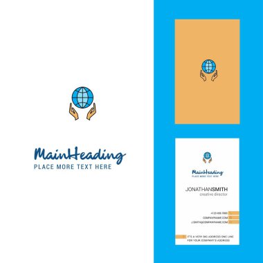 Küre Logo yaratıcı ve kartvizit elinde. dikey tasarlamak vektör