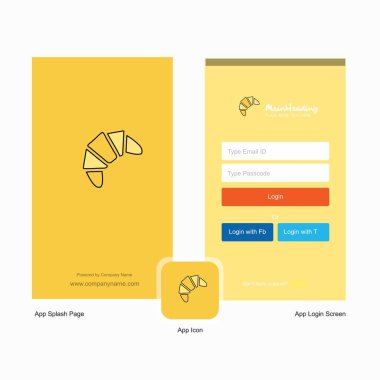 Şirket Bun ekranı ve oturum açma sayfası Tasarım Logo şablonu ile. Mobil Online iş şablonu