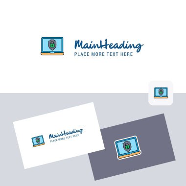 Kartvizit şablonu ile dizüstü korumalı vektör logosu. Zarif kurumsal kimlik. - Vektör