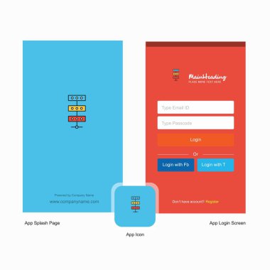 Şirket ağ ekranı ve oturum açma sayfası Tasarım Logo şablonu ile. Mobil Online iş şablonu