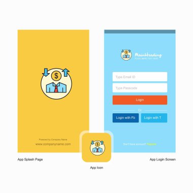 Şirket Avatar ekranı ve oturum açma sayfası Tasarım Logo şablonu ile. Mobil Online iş şablonu