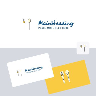 Çatal ve kaşık vektör logo kartvizit şablonu ile. Zarif kurumsal kimlik. -Vektör