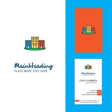 Binalar yaratıcı Logo ve kartvizit. dikey tasarlamak vektör