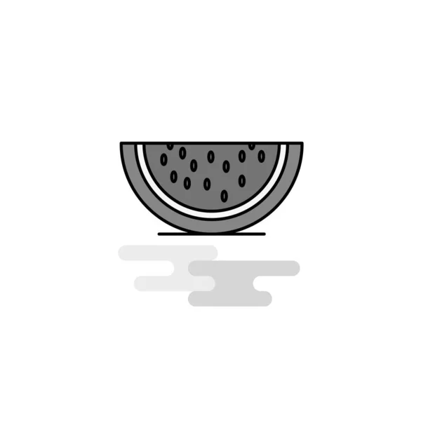Water Meloen Web Icon Platte Lijn Gevulde Grijs Pictogram Vector — Stockvector