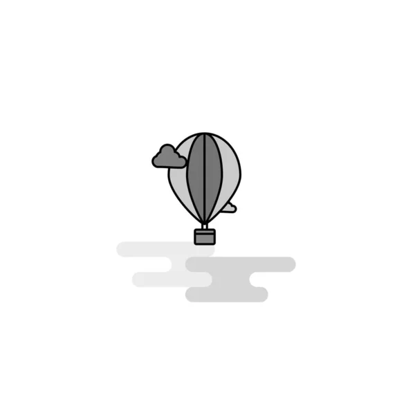 熱気球 Web アイコン フラット ライン塗りつぶされた灰色のアイコン ベクトル — ストックベクタ