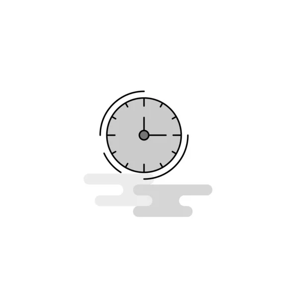 Clock Web Icon Flat Line Filled Gray Icon Vector — Stock Vector