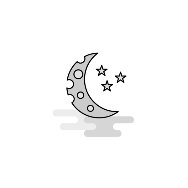 Crescent Estrellas Web Icon Línea Plana Llena Vectores Grises Icono — Vector de stock