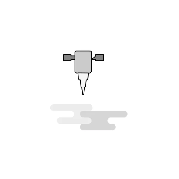 Джек Молоток Web Icon Плоская Линия Заполненная Серой Иконой — стоковый вектор