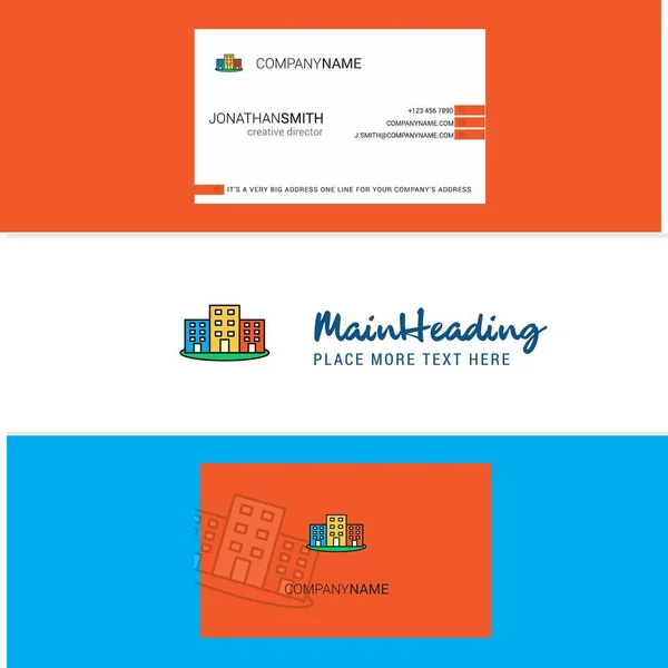 Beautiful Buildings Logo Business Card Vertical Design Vector — Stock Vector