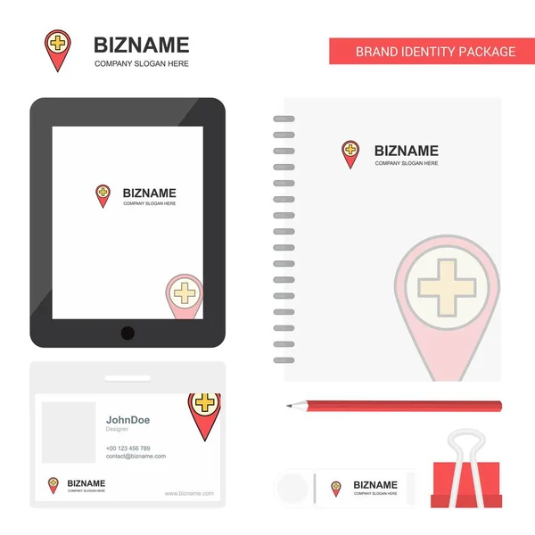 Ubicación Del Hospital Logotipo Comercial Tab App Diario Tarjeta Empleado — Vector de stock