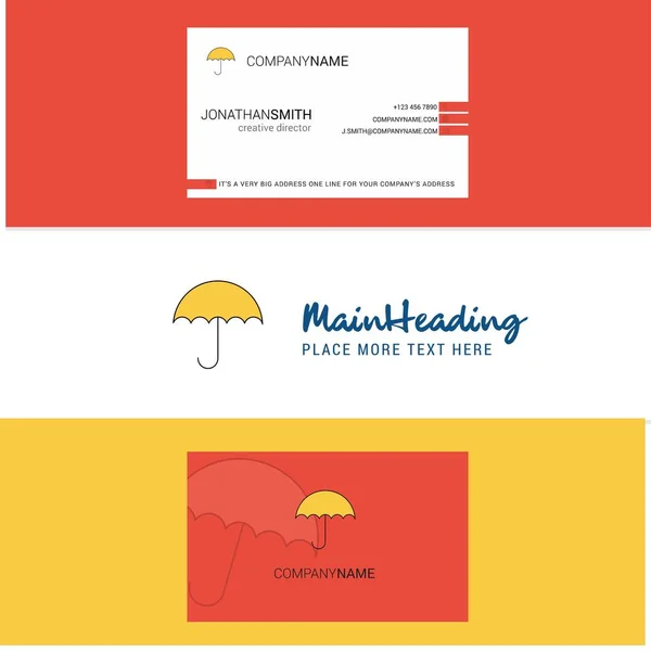 Güzel Şemsiye Logo Kartvizit Dikey Tasarlamak Vektör — Stok Vektör