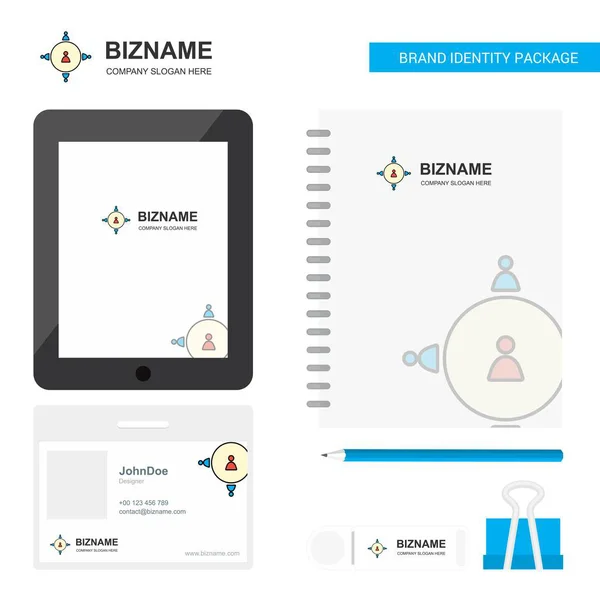 Netzwerk Business Logo Tab App Tagebuch Pvc Mitarbeiterkarte Und Usb — Stockvektor