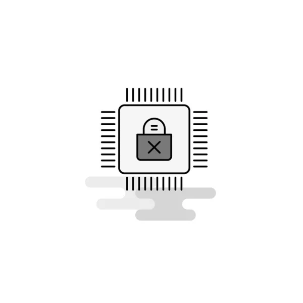 Processor Web Icon Плоская Линия Заполненная Серой Иконой — стоковый вектор