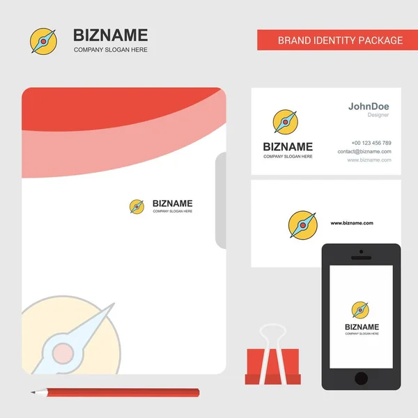 Compass Business Logo File Cover Visiting Card Mobile App Design — Vector de stock