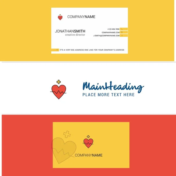 Hermosa Frecuencia Cardíaca Logo Tarjeta Visita Vector Diseño Vertical — Vector de stock