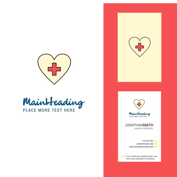 Heart Creative Logo Business Card Vertical Design Vector — Stock Vector