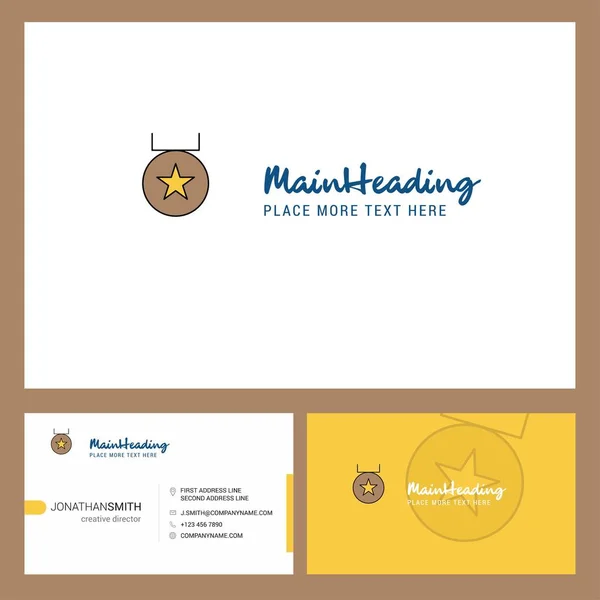 Medaillenlogo Design Mit Slogan Vorder Und Rückseite Busienss Card Vorlage — Stockvektor