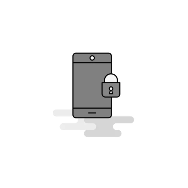 Phone Locked Web Icon Flat Line Filled Gray Icon Vector — Stock Vector