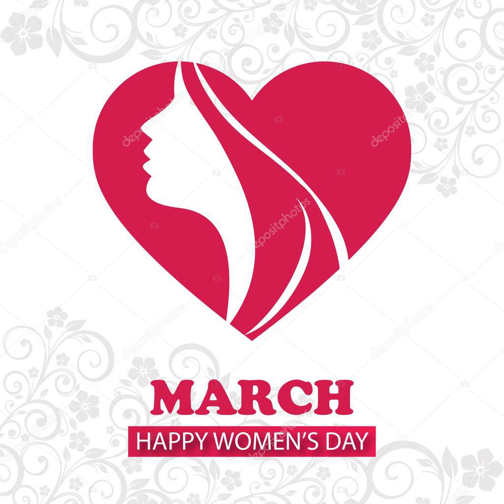 8 March logo vector design with international women's day backgr