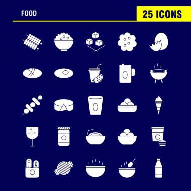 Yemek katı glif Icons Set için Infographics, mobil Ux/UI Kit ve baskı tasarımı. Şunları içerir: İçecek, meyve suyu, yemek, yemek, kızartma, yemek, yemek, yemek, koleksiyon Modern Infographic Logo ve piktogram. -Vektör