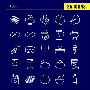 Gıda hattı Icons Set için Infographics, mobil Ux/UI Kit ve baskı tasarımı. Şunları içerir: İçecek, meyve suyu, yemek, yemek, kızartma, yemek, yemek, yemek, koleksiyon Modern Infographic Logo ve piktogram. -Vektör