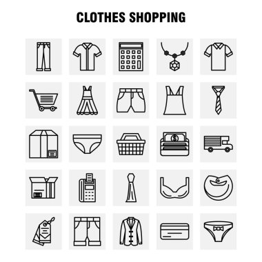 Giyim hattı simgeler alışveriş ayarla için Infographics, mobil Ux/UI Kit ve baskı tasarımı. Şunları içerir: Kemer, kemer, tutarak bezler, deri kemer, kredi kartı, Eps 10 - vektör