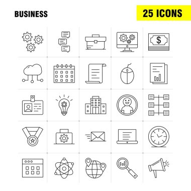 Web, baskı ve mobil Ux/UI için iş hattı simge seti. Örneğin: iş, saat, saat, zamanlayıcı, dosya, iş, iş, belge, piktogram paketi. -Vektör