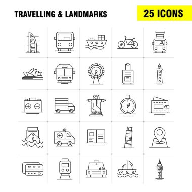 Seyahat ve yerler çizgi simgesi Web, baskı ve mobil Ux/UI için Kit. Gibi: kart, kredi, kredi kartı, para, cüzdan, para, para, piktogram paketi. -Vektör