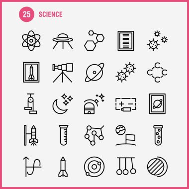 Bilim çizgi Icon Pack için tasarımcılar ve geliştiriciler. Kutsal kişilerin resmi denize indirmek, roket, yer, başlangıç, astronomi, güneş, sistem, bilim, vektör
