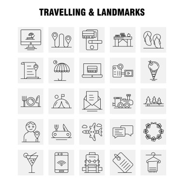 Seyahat ve yerler çizgi simgesi Web, baskı ve mobil Ux/UI için Kit. Gibi: dosya, konumu, harita, taşıma, sohbet, sohbet, metin, taşıma, piktogram paketi. -Vektör