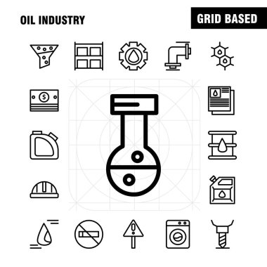 Petrol sanayi satır Icon Pack için tasarımcılar ve geliştiriciler. Ağırlık, ölçek, ağırlık, Dock, fabrika, sanayi, hırsızı, üretim, simgelerin vektör