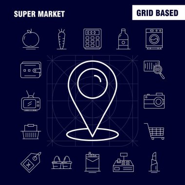 Süper çizgi Icons Set Infographics, mobil Ux/UI için Pazar çantası ve baskı tasarımı. Şunları içerir: Sigara, Sigara kutusu, Sigara paketi, havuç, sebze, Icon Set - gevrek, vektör