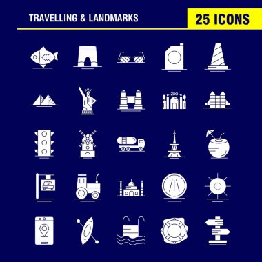 Seyahat ve yerler sağlam karakter simgesi Web, baskı ve mobil Ux/UI için Kit. Gibi: balık, deniz ürünleri, Snapper, gıda, Arch, Simgesel Yapı, seyahat, piktogram paketi. -Vektör