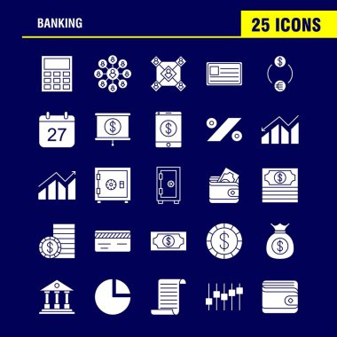 Web, baskı ve mobil Ux/UI için sağlam karakter simgesi bankacılık Kit. Gibi: Calc, hesaplamak, hesap makinesi, cihaz, işlem, kullanıcı, kullanıcı, grup, piktogram paketi. -Vektör