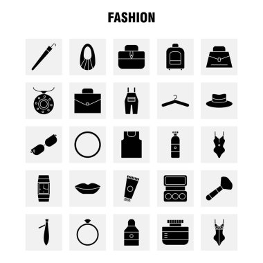 Moda katı glif Icons Set için Infographics, mobil Ux/UI Kit ve baskı tasarımı. Şunları içerir: Ceket, elbise, soyunma, bezler, T gömlek, gömlek, elbise, koleksiyon Modern Infographic Logo ve piktogram. -Vektör