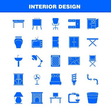 İç tasarım sağlam glif Icons Set için Infographics, mobil Ux/UI Kit ve baskı tasarımı. Şunları içerir: Demir, elektronik, beyaz eşya, elektronik öğeler, banyo küveti, Eps 10 - vektör