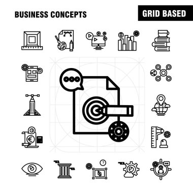 İş kavramları satır Icons Set Infographics, mobil Ux/UI için Kit ve baskı tasarımı. İçerir: Yön yönetim kurulu, yönetim kurulu, yönü, sağ, disket, bulut, koleksiyon Modern Infographic Logo ve piktogram. -Vektör