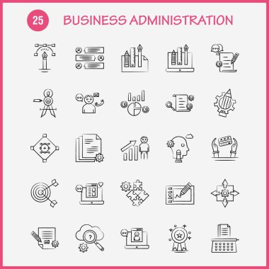 İşletme el çekilmiş Icons Set için Infographics, mobil Ux/UI Kit ve baskı tasarımı. Şunları içerir: Korumalı Web sitesi, Web sitesi, Internet, Doları, dağlar, Doları, kalem, Eps 10 - vektör
