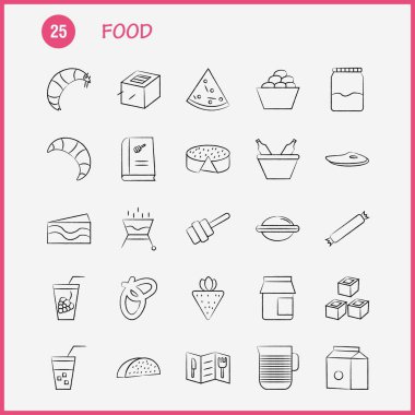 Gıda el çekilmiş Icons Set için Infographics, mobil Ux/UI Kit ve baskı tasarımı. Şunları içerir: Barbekü, gıda, et, yemek, kase, gıda, yemek, pilav, koleksiyon Modern Infographic Logo ve piktogram. -Vektör