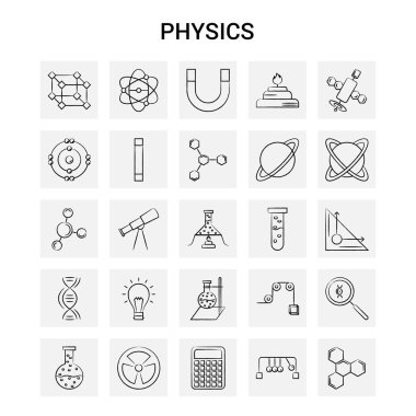 25 el fizik çekilmiş Icon set. Gri arka plan vektör Doodle