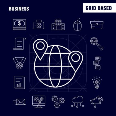 Web, baskı ve mobil Ux/UI için iş hattı simge seti. Örneğin: iş, saat, saat, zamanlayıcı, dosya, iş, iş, belge, piktogram paketi. -Vektör