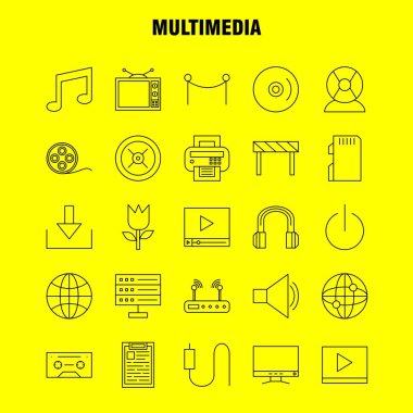 Multimedya satırı simgesi Web, baskı ve mobil Ux/UI için Kit. Gibi: Off, Tarih, güç, başlangıç, geçiş, çiçek, çiçek, botanik, piktogram paketi. -Vektör