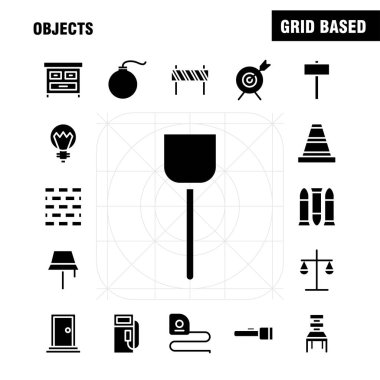 Nesneleri katı glif Icon Pack için tasarımcılar ve geliştiriciler. Boğalar göz, hedef, hedef, simgeleri nesne, ampul, fikir, ışık, vektör