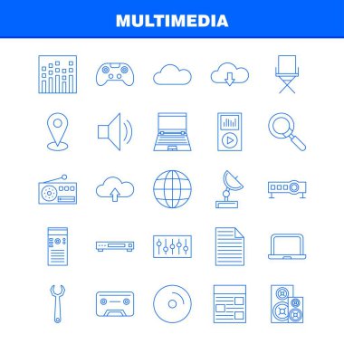 Multimedya satırı simgesi Web, baskı ve mobil Ux/UI için Kit. Gibi: disko topu, top, Disco, parti top, ekolayzer, Beat, piktogram paketi. -Vektör
